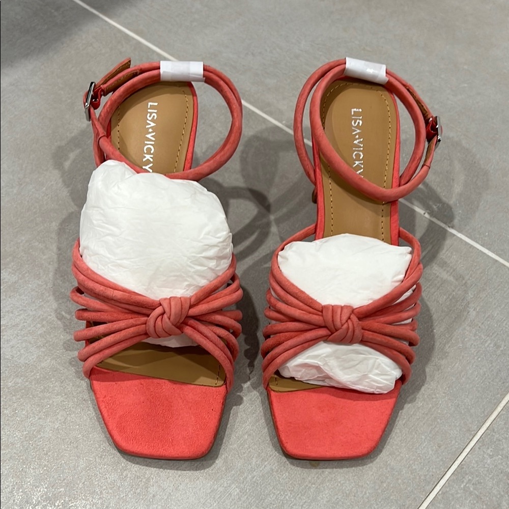 Coral Modern Minimalist Sandals with Ankle Strap